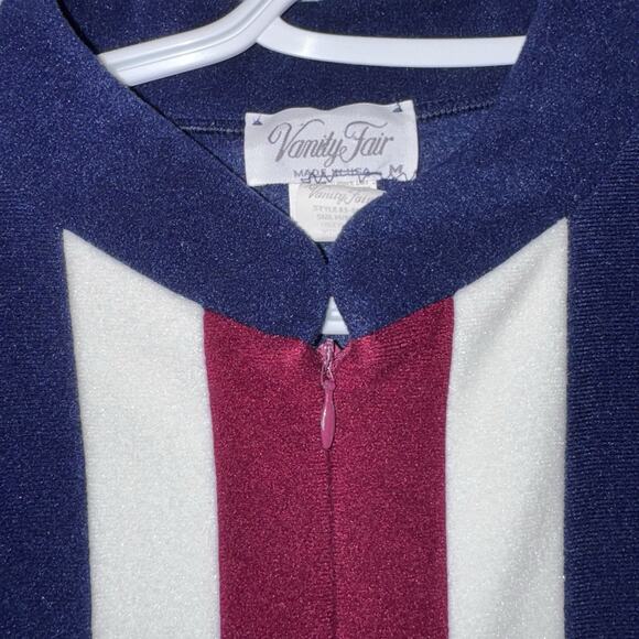 Vanity Fair M Nightgown Robe Colorblock Full Length Velvet Velour Zip Up 1/2 - Picture 2 of 9